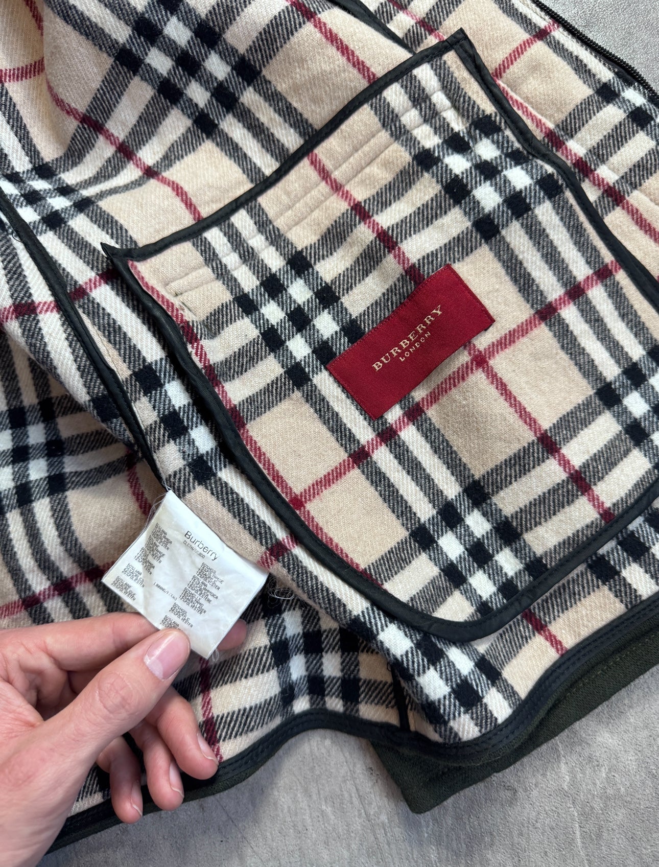 Burberry Nova Check Lined Khaki Wool Harrington Jacket