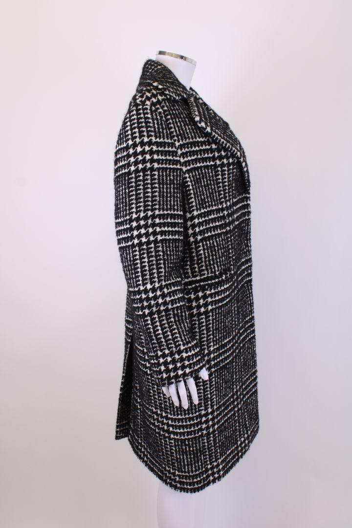 Ermanno Scervino Brooch Herringbone Coat Grey/ Black S | Small, Black