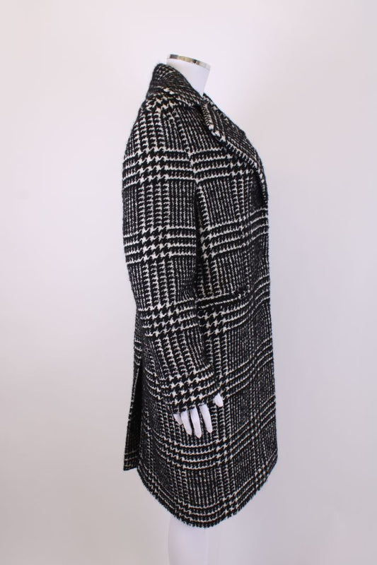 Ermanno Scervino Brooch Herringbone Coat Grey/ Black S | Small, Black