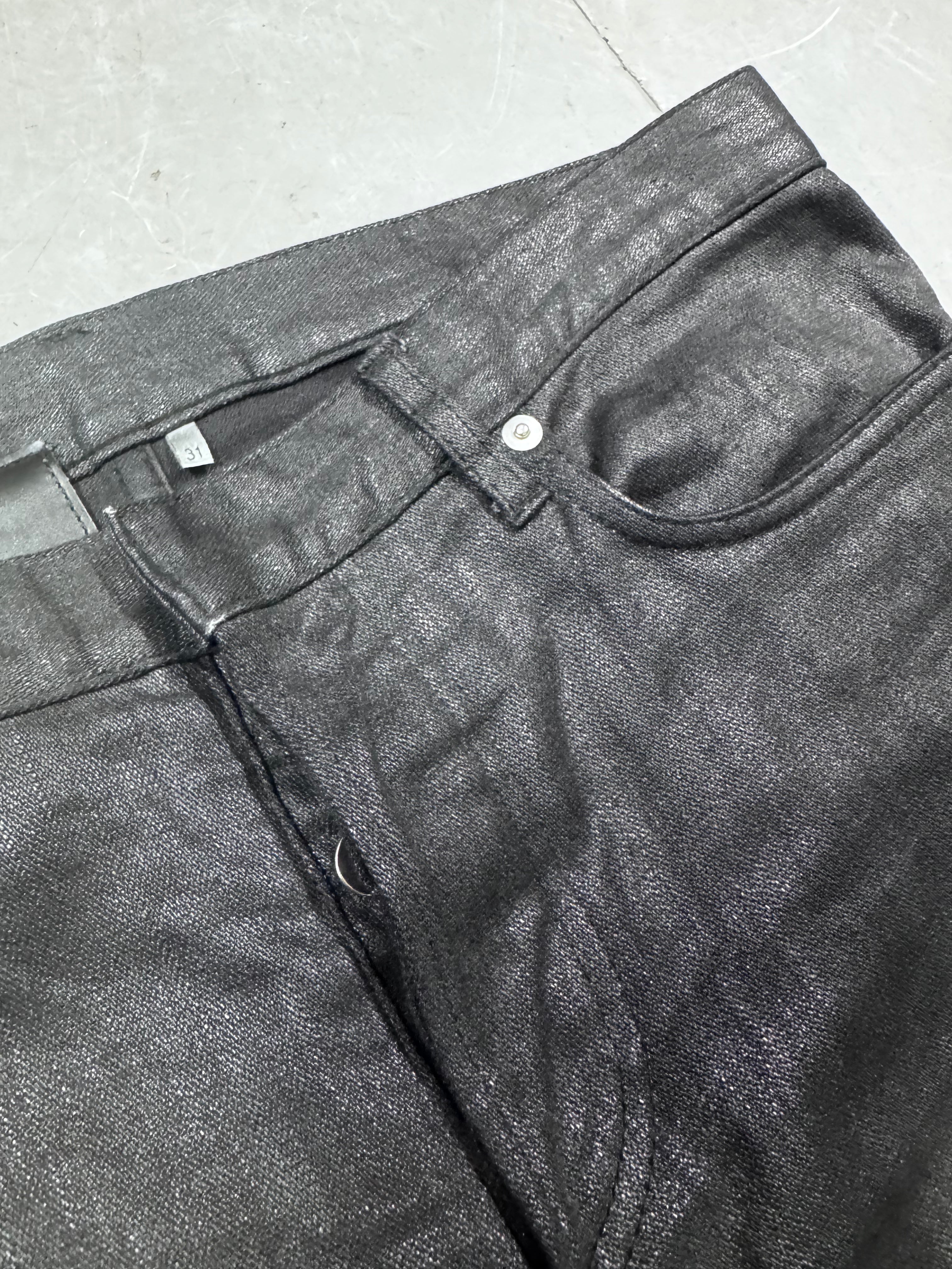 Dior HOMME coating denim Dior Homme by Hedi Slimane Coated Elongated Jeans \u2013 Known Source