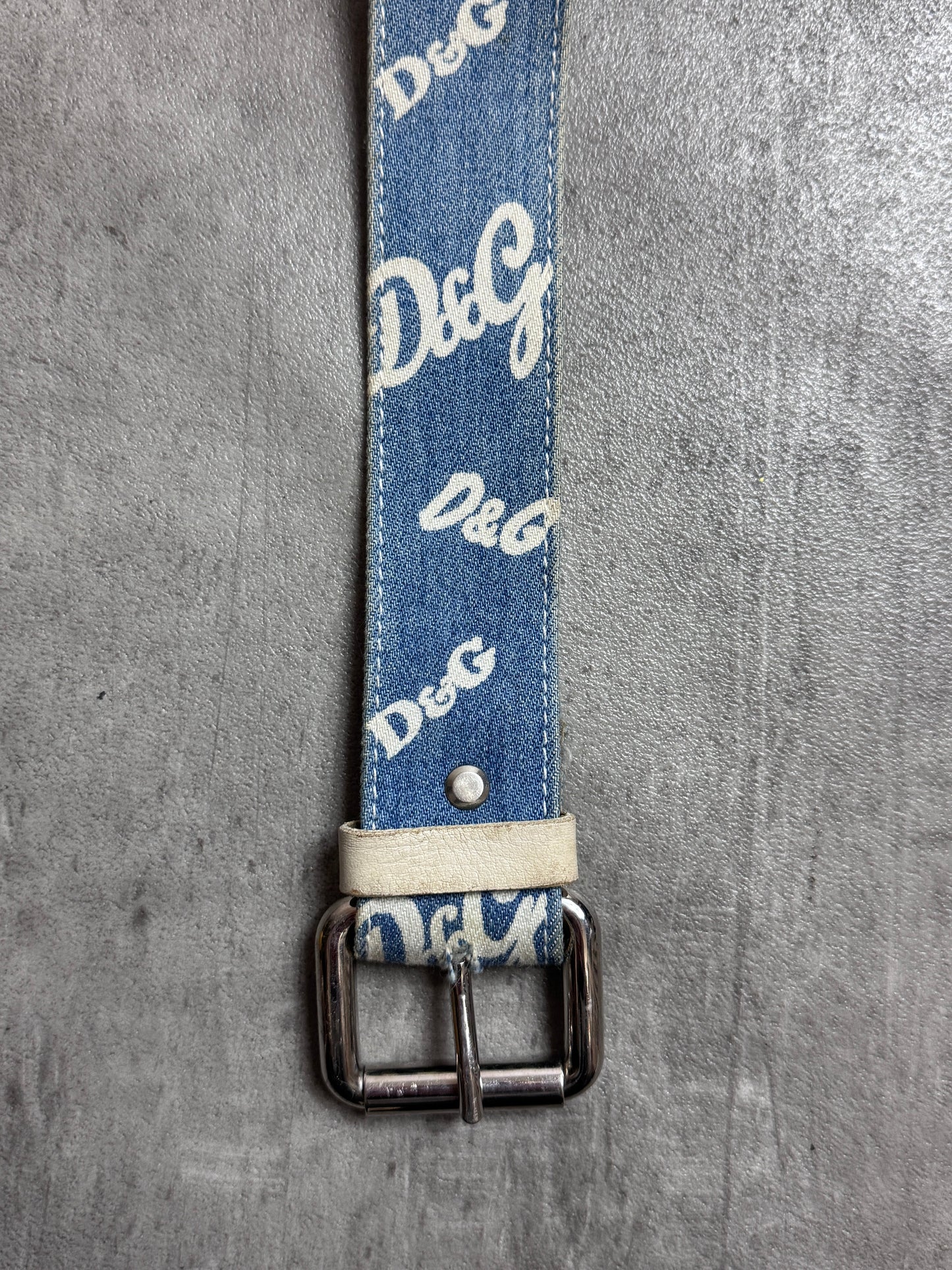 D&G Monogram Blue Denim Loop Belt