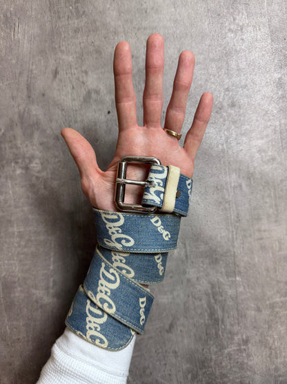 D&G Monogram Blue Denim Loop Belt