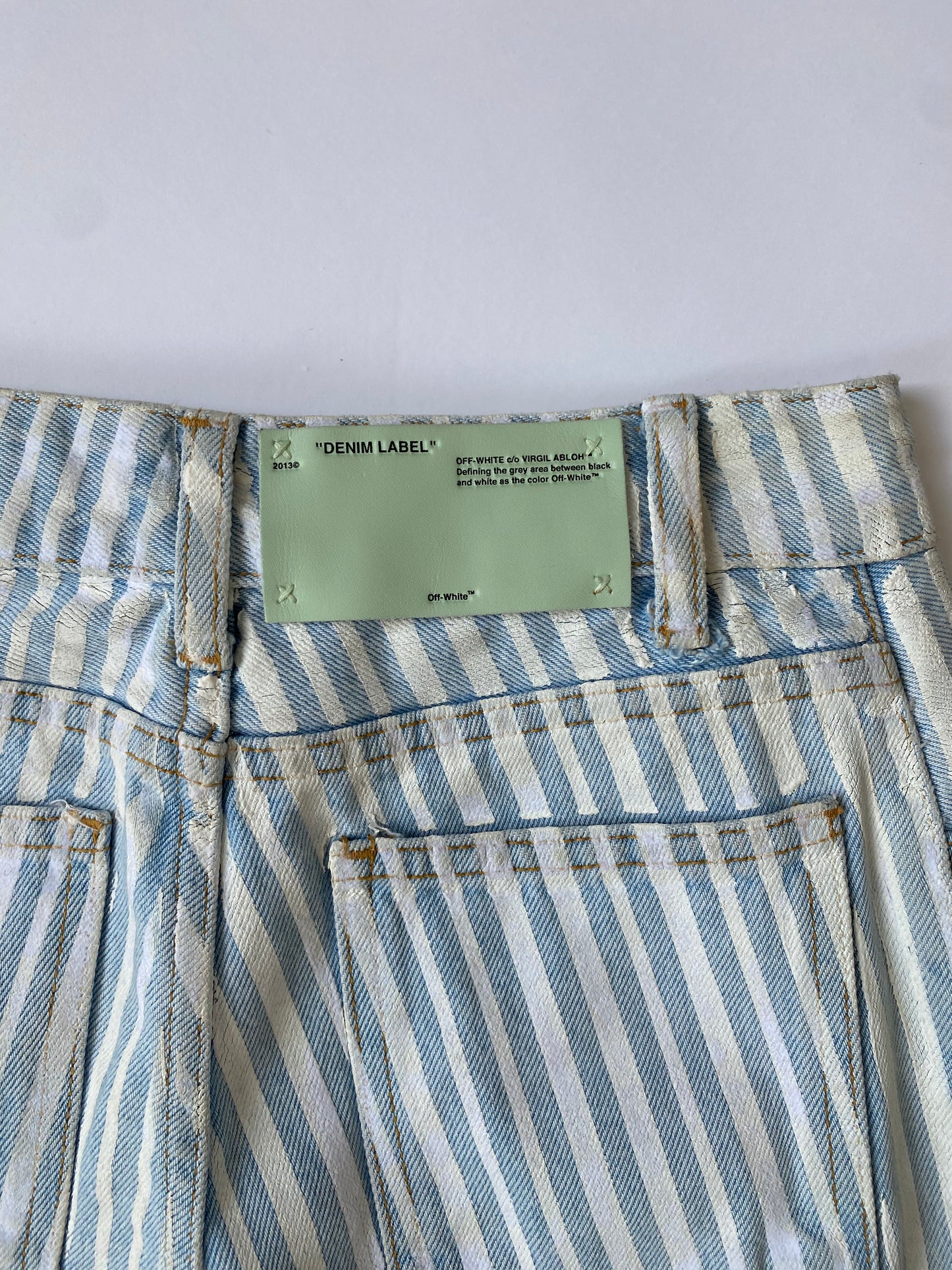 2013 Off-White Painted Striped Jeans