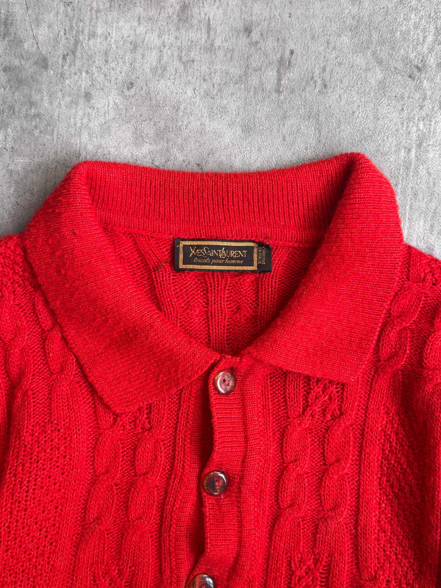 1970's YSL Red Aran Cable Knit Sweater