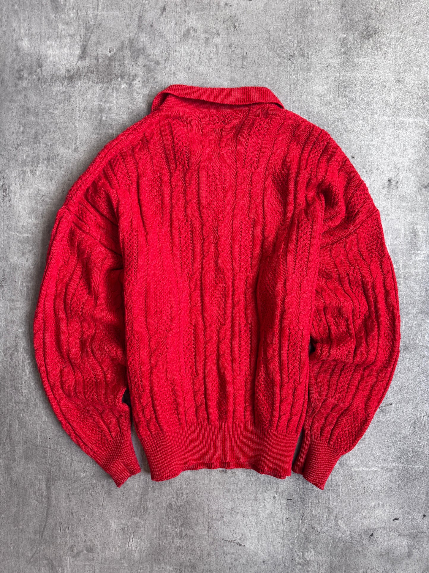 1970's YSL Red Aran Cable Knit Sweater