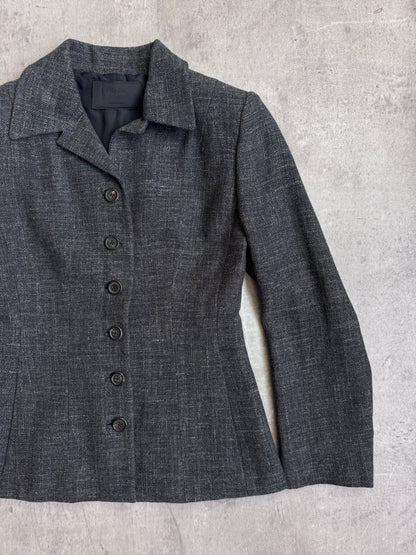 1999 Prada Milano Grey Linen Blend Cropped Woven Blazer