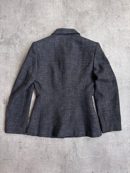 1999 Prada Milano Grey Linen Blend Cropped Woven Blazer