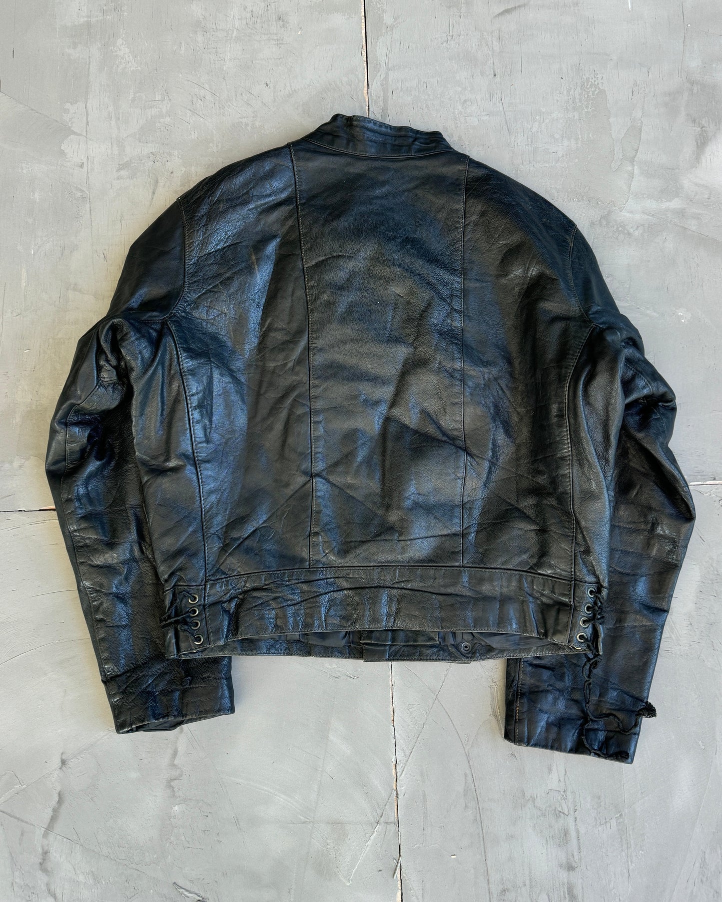 1980's Swedish Motocycle Dispatchers Asymmetric Leather Jacket