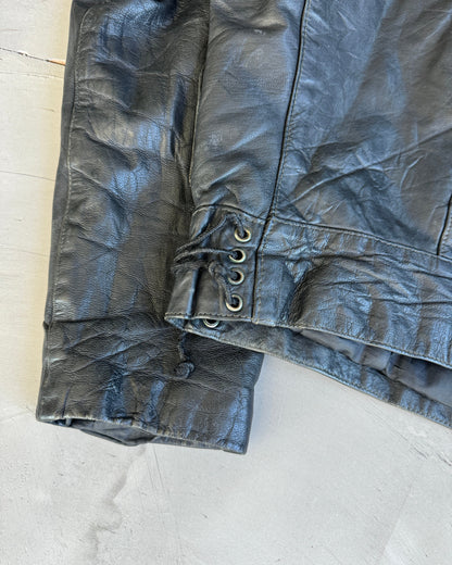 1980's Swedish Motocycle Dispatchers Asymmetric Leather Jacket | Medium, Black