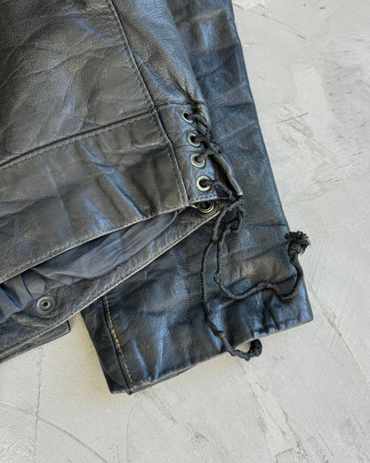 1980's Swedish Motocycle Dispatchers Asymmetric Leather Jacket | Medium, Black