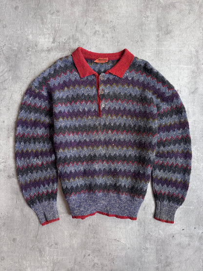 Missoni Abstract Half Button Multi Knitted Sweater