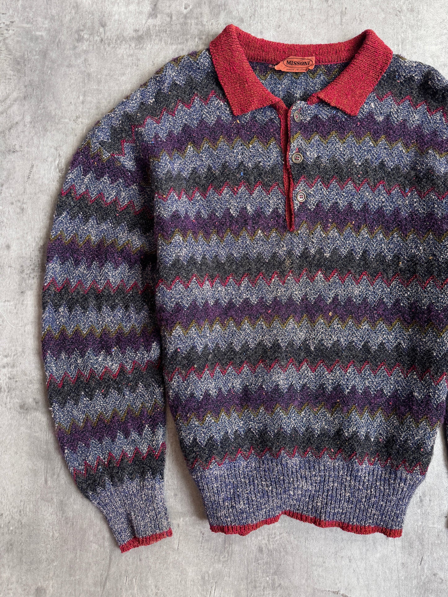 Missoni Abstract Half Button Multi Knitted Sweater