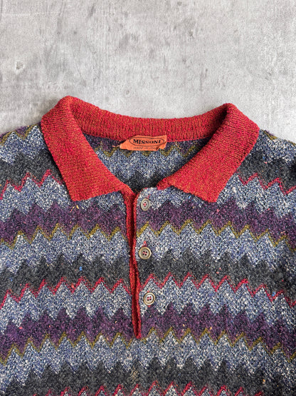Missoni Abstract Half Button Multi Knitted Sweater