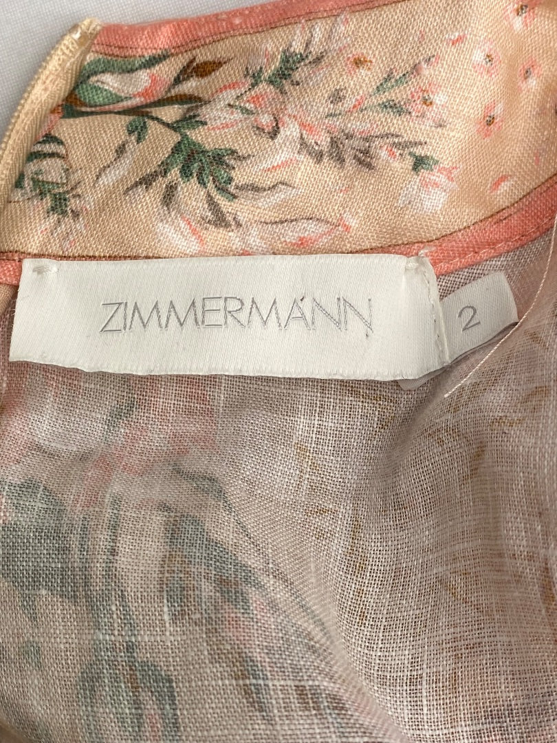 Peach/ Green Zimmermann Floral L/S Dress, S | Default Title, Green