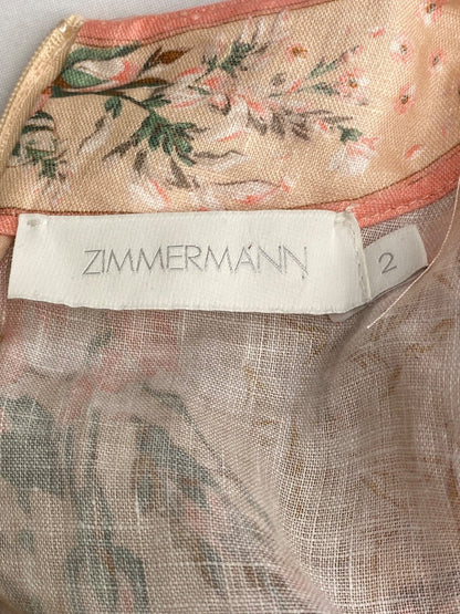 Peach/ Green Zimmermann Floral L/S Dress, S | Default Title, Green