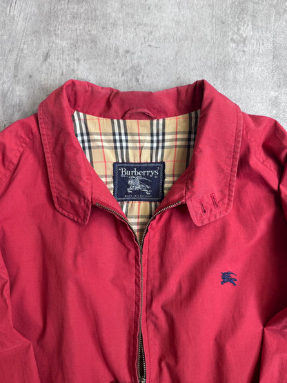 Burberry Nova Check Lined Red Zip Up Harrington Jacket