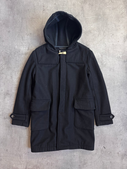 Our Legacy Black Melton Wool Hooded Duffle Coat
