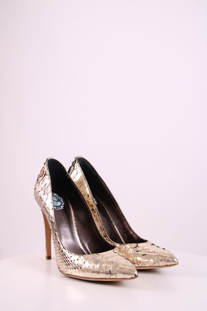 Philip Plein Python Studded Pointed toe heels Gold 39 | O/S, Gold