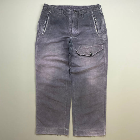 Stone Island Grey/Blue 00s Cotton Straight Leg Cargo Trousers | Medium, Grey