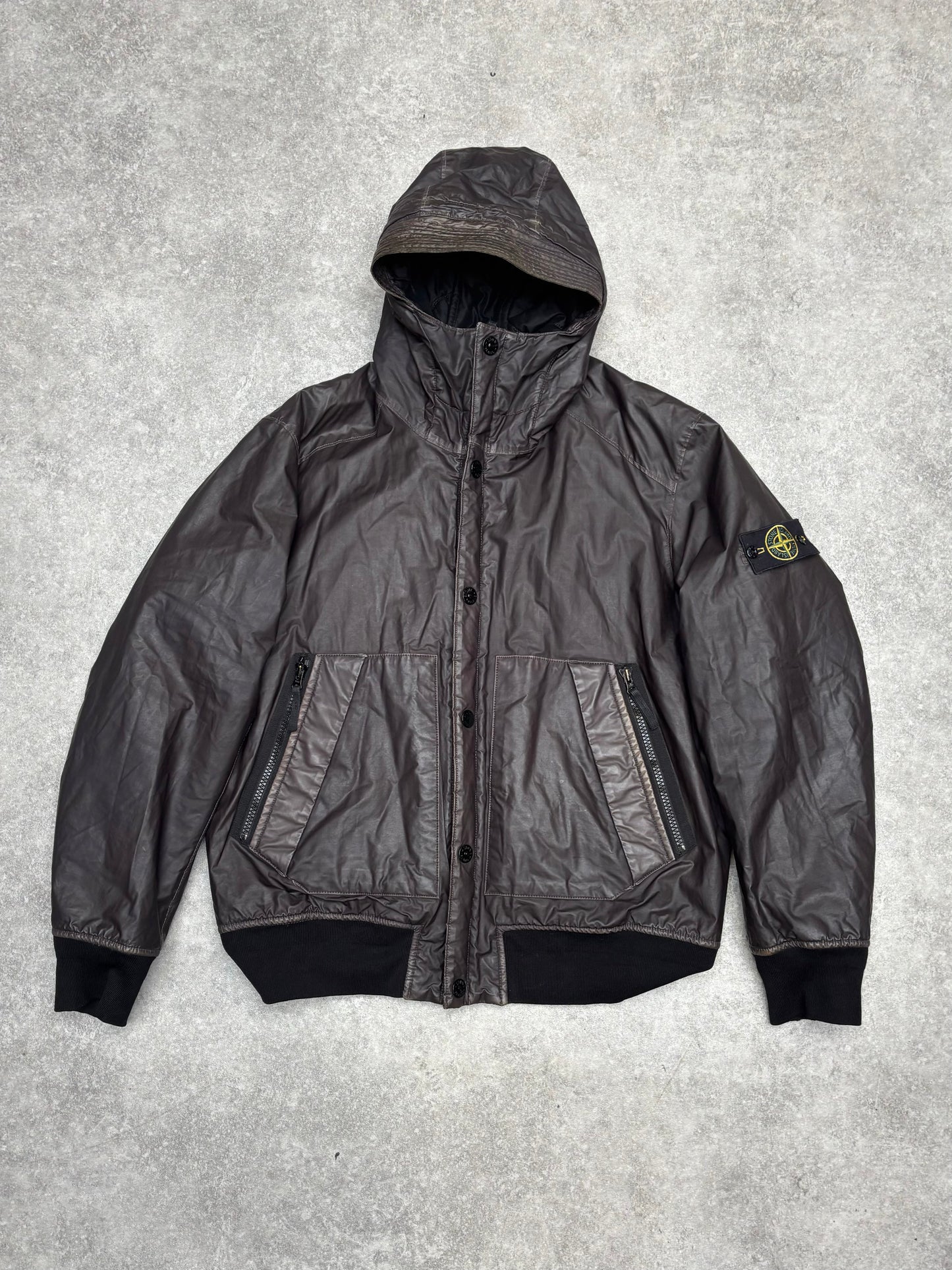 A/W 2013 Black Stone Island Mussola Gommata Hooded Jacket