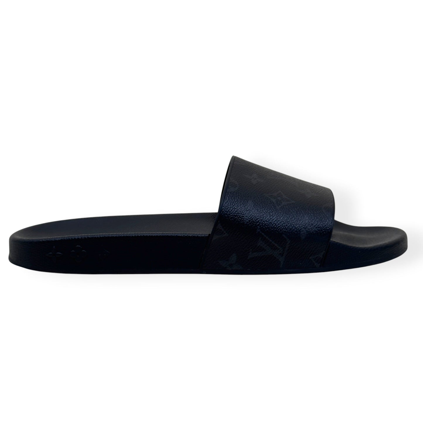 LOUIS VUITTON MONOGRAM ECLIPSE SLIDES BLACK UK10 | UK 10, Black