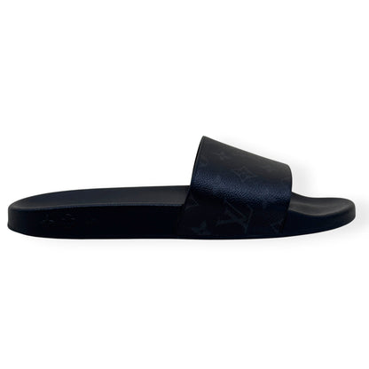 LOUIS VUITTON MONOGRAM ECLIPSE SLIDES BLACK UK10 | UK 10, Black