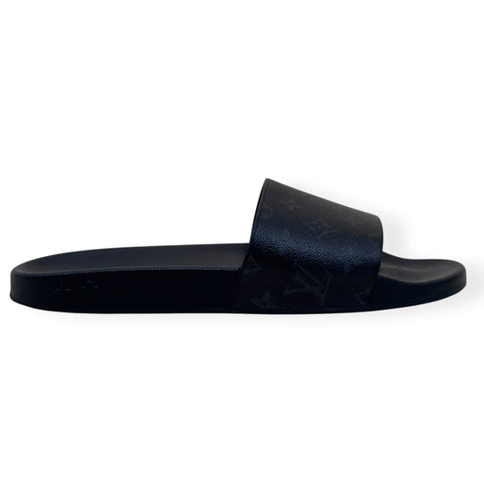 LOUIS VUITTON MONOGRAM ECLIPSE SLIDES BLACK UK10 | UK 10, Black