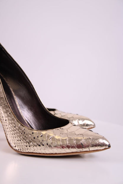 Philip Plein Python Studded Pointed toe heels Gold 39 | O/S, Gold
