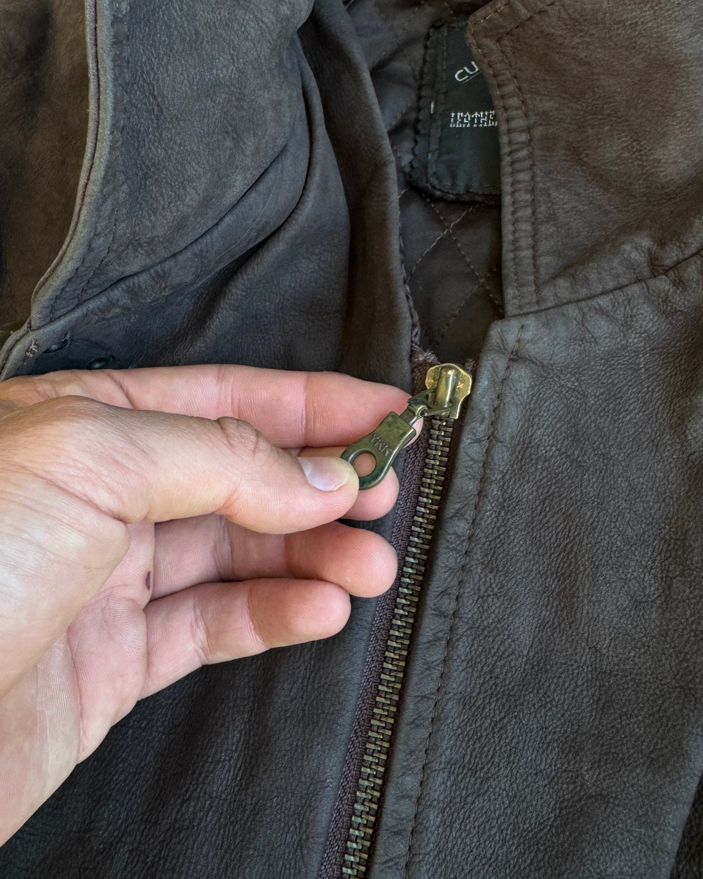 90's Fireman Clasp Hooded Leather Jacket - M