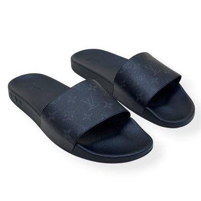 LOUIS VUITTON MONOGRAM ECLIPSE SLIDES BLACK UK10 | UK 10, Black