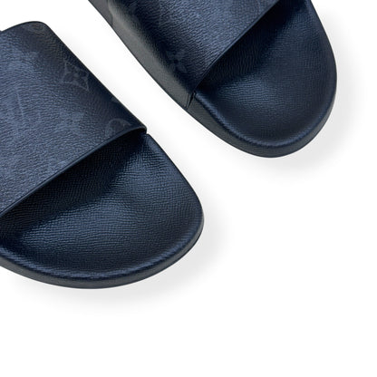 LOUIS VUITTON MONOGRAM ECLIPSE SLIDES BLACK UK10 | UK 10, Black