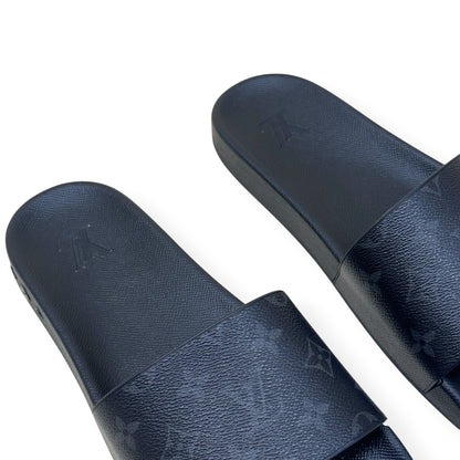 LOUIS VUITTON MONOGRAM ECLIPSE SLIDES BLACK UK10 | UK 10, Black