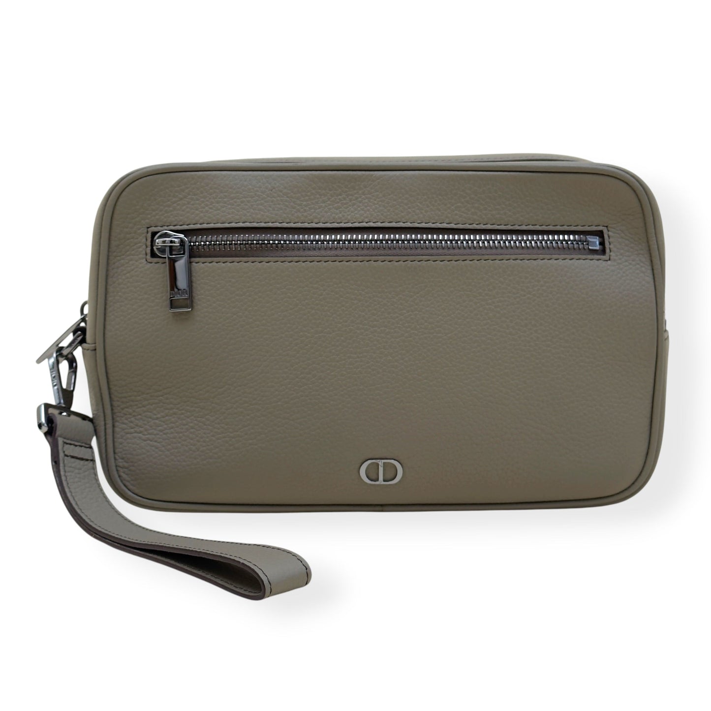 DIOR CD ICON GRAINED LEATHER ZIPPED POUCH TAUPE S | O/S, Taupe