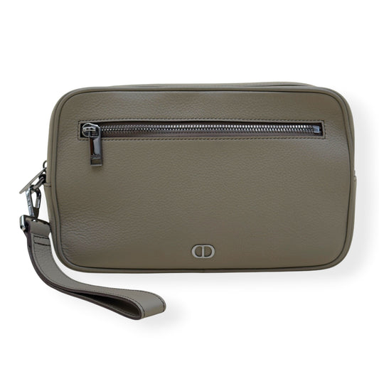 DIOR CD ICON GRAINED LEATHER ZIPPED POUCH TAUPE S | O/S, Taupe