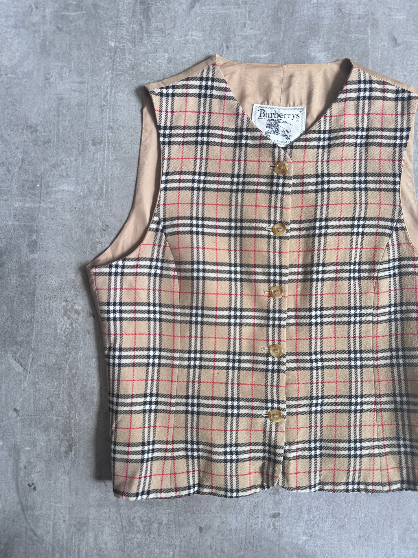 1990 Burberry Wool Nova Check Waistcoat