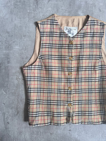 1990 Burberry Wool Nova Check Waistcoat
