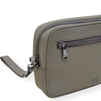 DIOR CD ICON GRAINED LEATHER ZIPPED POUCH TAUPE S | O/S, Taupe