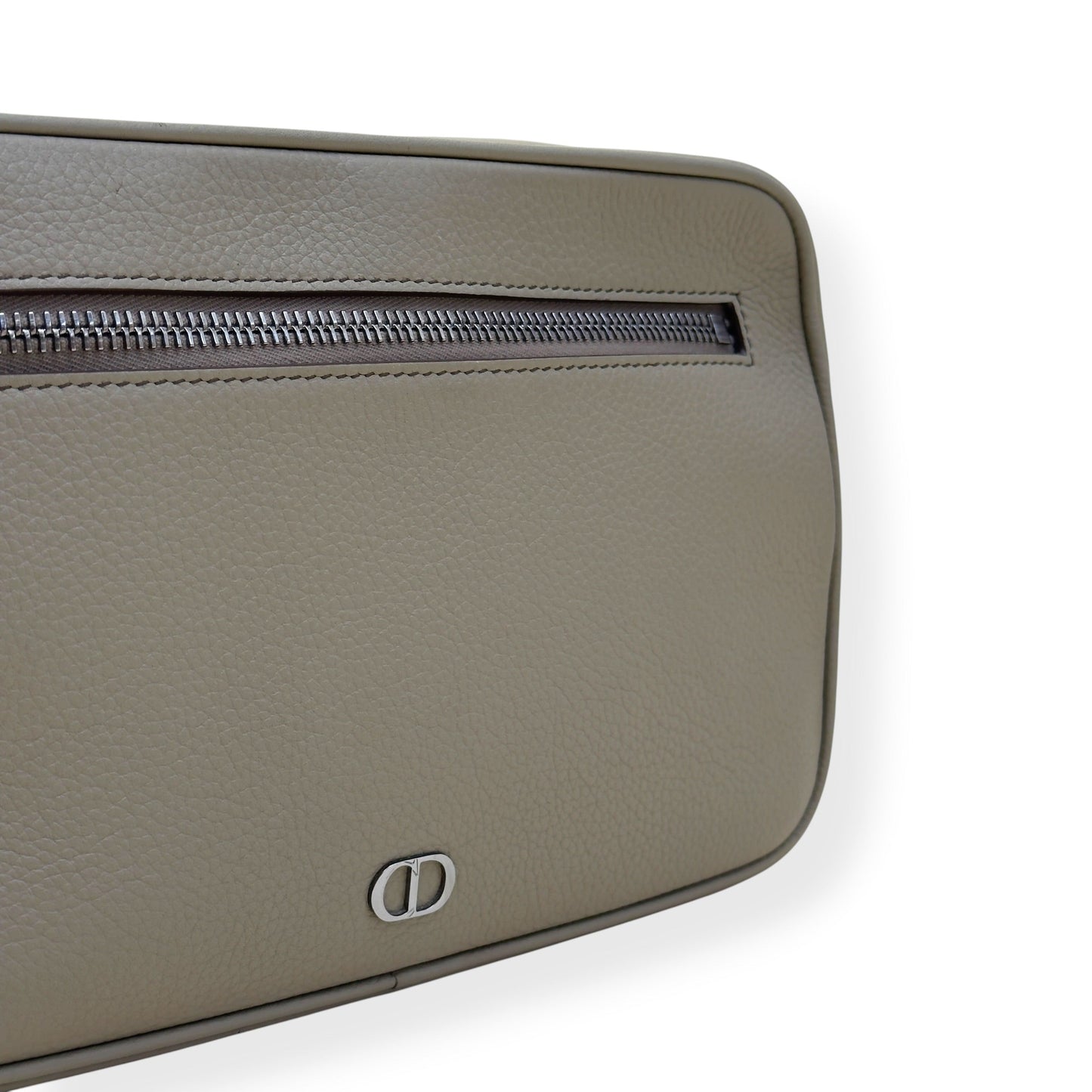 DIOR CD ICON GRAINED LEATHER ZIPPED POUCH TAUPE S | O/S, Taupe