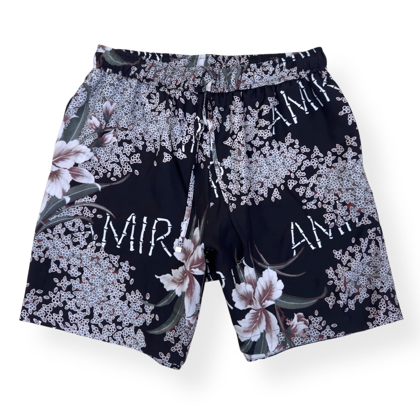 AMIRI HIBISCUS TIKI SILK SHORTS BLACK M | Medium, Black