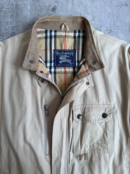 1980's Burberry Nova Check Lined Batsleeve Harrington Jacket