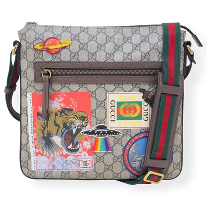 GUCCI COURRIER GG SUPREME PATCHES MESSENGER BAG BEIGE / MULTICOLOURED M | O/S, Beige