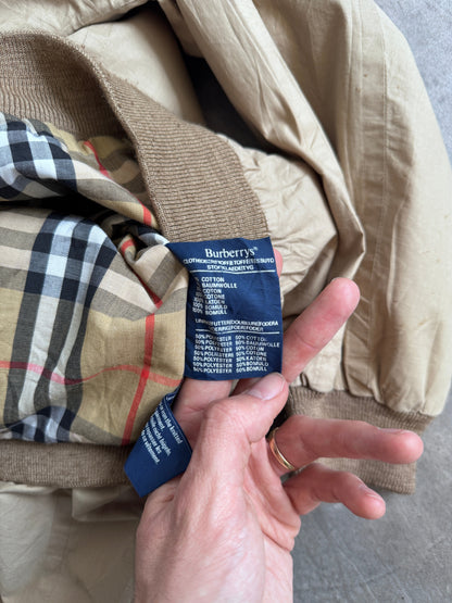 1980's Burberry Nova Check Lined Batsleeve Harrington Jacket