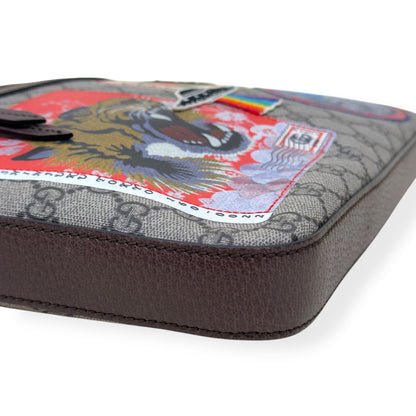 GUCCI COURRIER GG SUPREME PATCHES MESSENGER BAG BEIGE / MULTICOLOURED M | O/S, Beige
