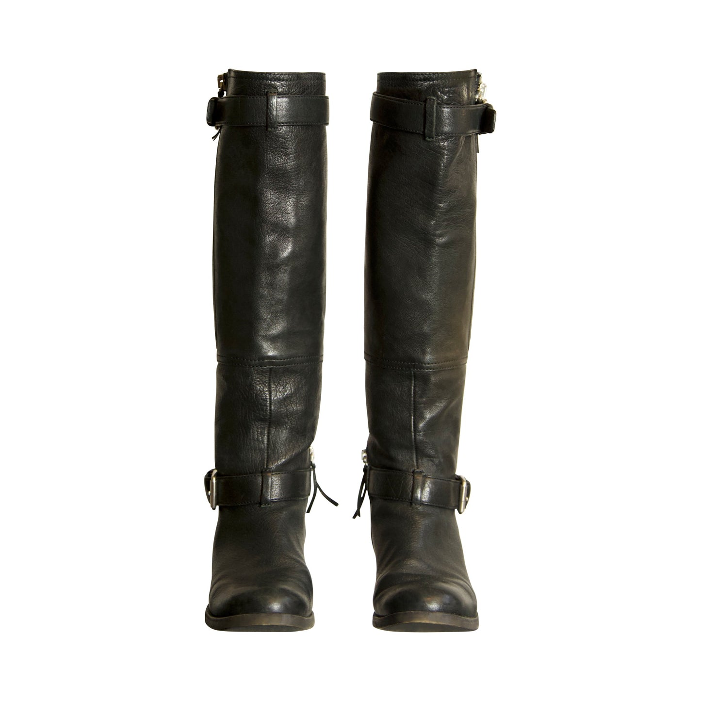 Miu Miu Brown Leather Knee Length Buckled Boots