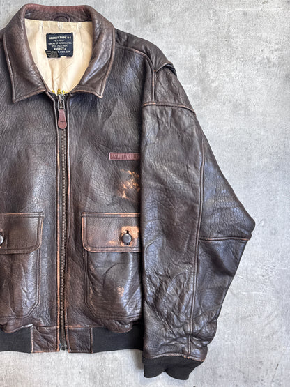 Avirex G-1 Distressed Brown Leather Flight Jacket (SOLD AS SEEN)