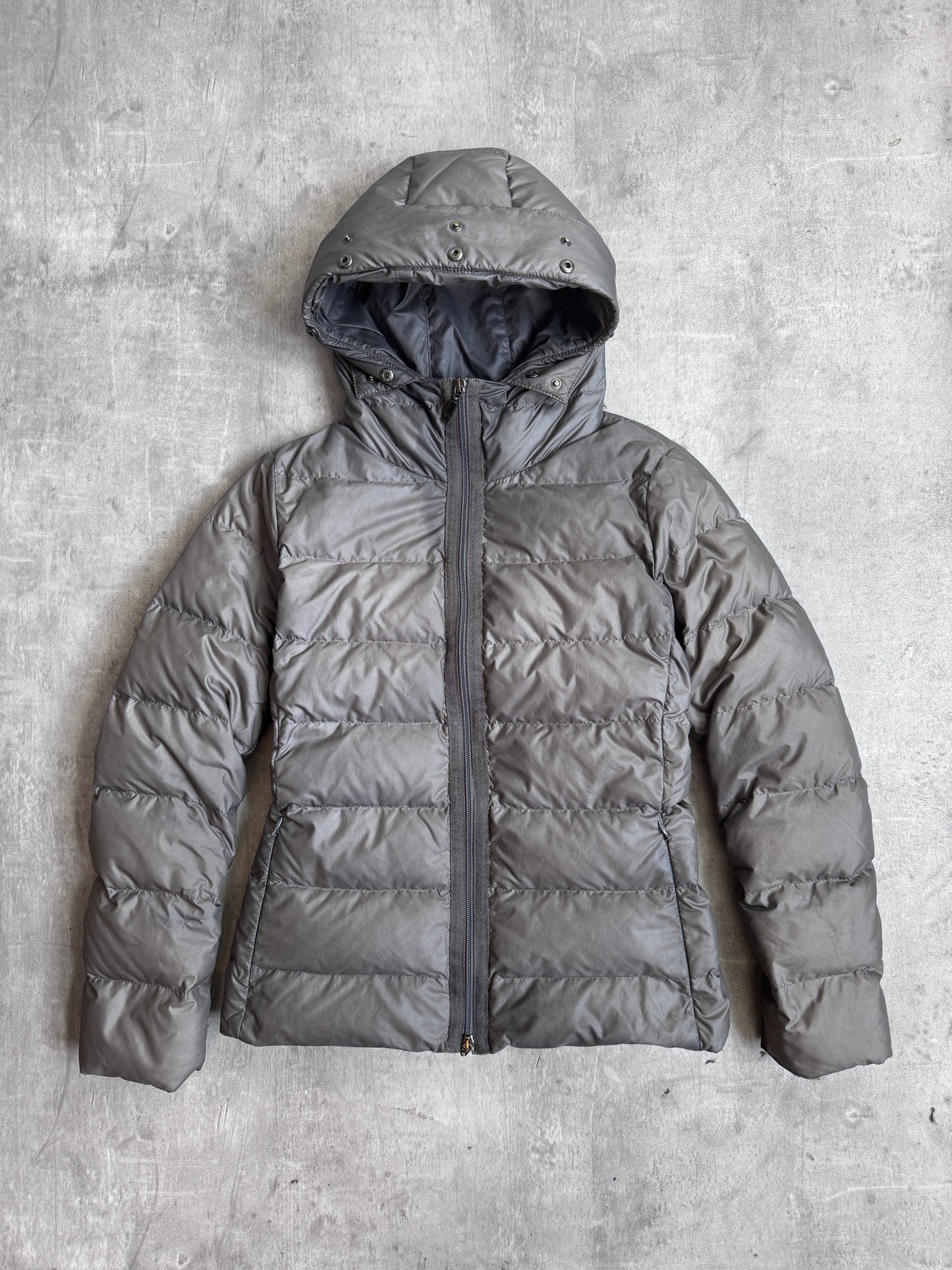 Moncler Grey Full Zip Down Hooded Puffer Jacket