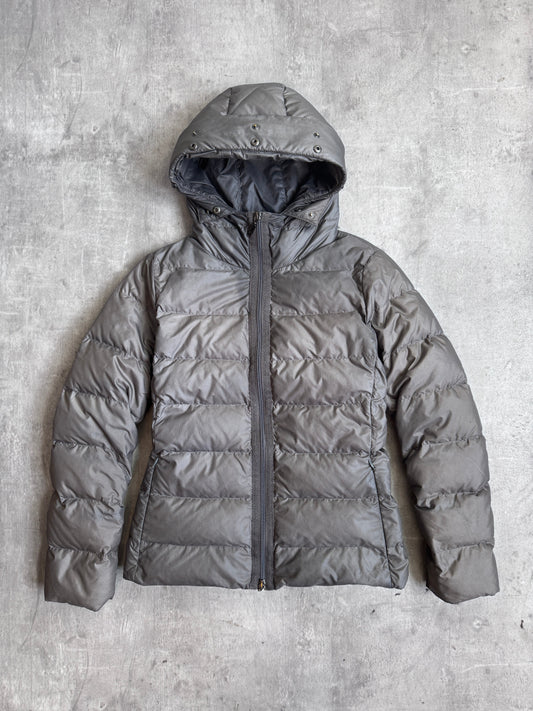 Moncler Grey Full Zip Down Hooded Puffer Jacket
