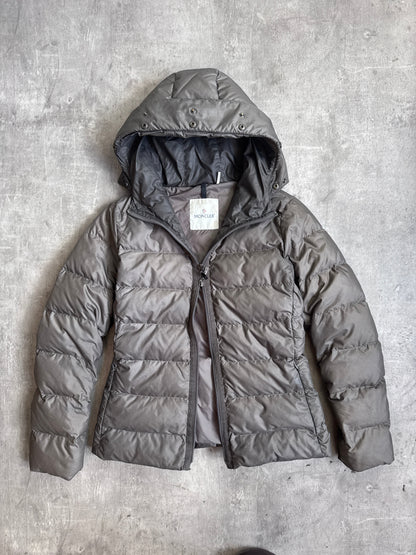 Moncler Grey Full Zip Down Hooded Puffer Jacket
