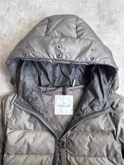 Moncler Grey Full Zip Down Hooded Puffer Jacket