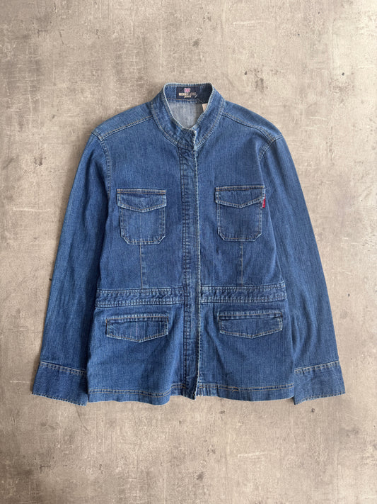 Michiko Jeans Blue Denim Multipocket Utility Jacket